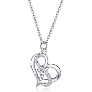S925 Sterling Silver Heart To Heart Women Nacklace Jewelry