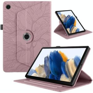 Voor Samsung Galaxy Tab A8 10.5 Tree Life Reliëf Rotatie Lederen Smart Tablet Case(Rose Goud)