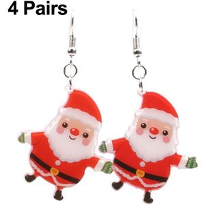 4 paren Santa Claus oorbellen Acryl Christmas Personality Sieraden (Santa 3)