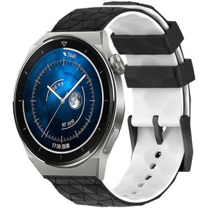 Voor Huawei Watch GT3 Pro 46 mm 22 mm voetbalpatroon tweekleurige siliconen horlogeband (zwart + wit)
