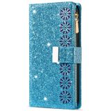 Voor Huawei Mate 10 Lite Multi-card Slots Starry Sky Laser Carving Glitter Zipper Horizontale Flip Lederen Case met Holder & Wallet & Lanyard(Sky Blue)