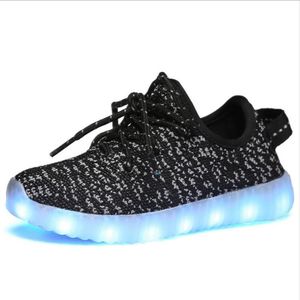 Low-Cut LED kleurrijke fluorescerende USB opladen Lace-Up lichtgevende schoenen voor kinderen  grootte: 35 (zwart)