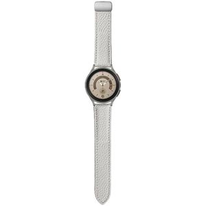 Voor Samsung Galaxy Watch5 40 mm / 44 mm Litchi lederen horlogeband zilveren gesp