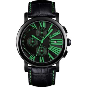 SKMEI 9196 Men Calendar Timing Roman Numeral Dial Quartz Watch(Green)