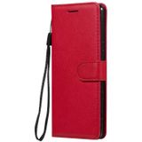 For Sony Xperia 5 III Solid Color Horizontal Flip Protective Leather Case with Holder & Card Slots & Wallet & Photo Frame & Lanyard(Red)