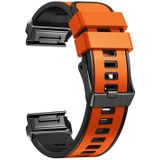 Voor Garmin Fenix 7X 26 mm platbinding tweekleurige siliconen horlogeband met snelsluiting (oranje zwart)