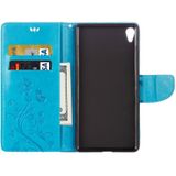 For Sony Xperia XA Ultra Flowers Embossing Horizontal Flip Leather Case with Holder & Card Slots & Wallet & Lanyard(Blue)