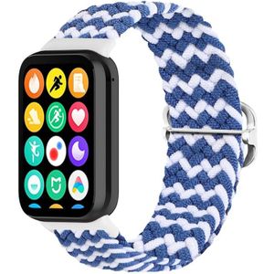 Voor Xiaomi Mi Band 8 Pro 18 mm gesp nylon gevlochten horlogeband (golfpatroon blauw wit)