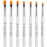 2 Sets 7 In 1 Phototherapy Pen Round Head Line Pen Transparent Rod Painted Pen Drawing Pen Nail Art Brush Tool(Silver Power)