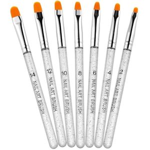 2 Sets 7 In 1 Phototherapy Pen Round Head Line Pen Transparent Rod Painted Pen Drawing Pen Nail Art Brush Tool(Silver Power)