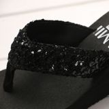 Pailletten slippers wig Ith flip flops  grootte: 36 (zwart met doek)