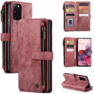 Voor Samsung Galaxy S20 5G CaseMe-C30 PU + TPU Multifunctionele Horizontale Flip Lederen Hoesje met Houder & Kaartsleuf & Portemonnee & Ritsvak (Rood)