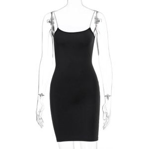 Dames sexy slim-fit jarretel jurk (kleur: zwart maat: XL)