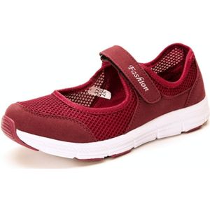 Vrouwen casual mesh platte schoenen zachte Sneakers  grootte: 40 (rood)