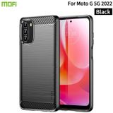 For Motorola Moto G 5G 2022 MOFI Gentleness Series Brushed Texture Carbon Fiber TPU Phone Case(Black)