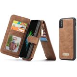 CaseMe-007 for iPhone X TPU + PC Magnetic Absorption Detachable Back Cover Horizontal Flip Leather Case with Card Slots & Zipper Wallet & Photo Frame (Brown)