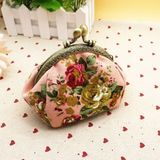 Retro Vintage Flower Small Lady Wallet Hasp Purse Clutch Bag(Pink)