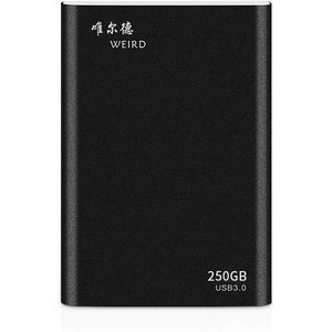WEIRD 250GB 2.5 inch USB 3.0 High-speed Transmission Metal Shell Ultra-thin Light Solid State Mobile Hard Disk Drive (Black)