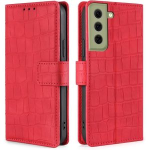 Voor Samsung Galaxy S21 FE 5G Skin Feel Crocodile Texture Magnetische Sluiting Horizontale Flip PU Lederen Case met Houder & Card Slots & Portemonnee