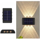 6LED NiMH Solar Wandlamp Buiten Waterdicht Op en neer Tweekoppige Spotlights (Warm Licht)