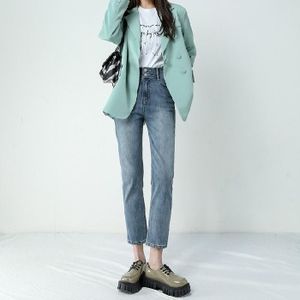 Lente zomer negen punt rechte skinny jeans (kleur: retro blauw maat: 32)