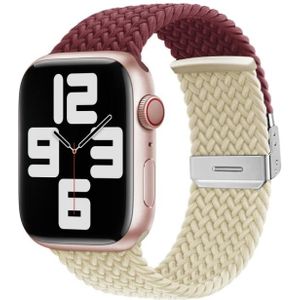 Nylon gevlochten stiksels gesp horlogeband voor Apple Watch Ultra 49 mm / serie 8 & 7 45 mm / SE 2 & 6 & SE & 5 & 4 44 mm / 3 & 2 & 1 42 mm (wijnrood sterrenlicht)