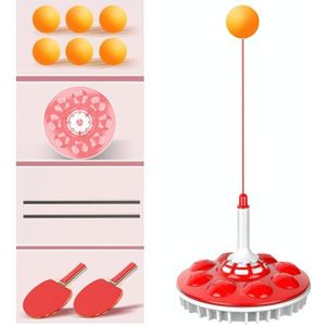 Household Suction Cup Self-Training Elastic Flexible Shaft Children Parent-Child Training Table Tennis Trainer  Style:  2 Poles 6 Balls (Red)