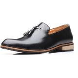 Puntige Britse mannen jurk schoenen zachte rubberen zool schoenen trouwschoenen  maat:42 (Zwart)