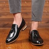 Puntige Britse mannen jurk schoenen zachte rubberen zool schoenen trouwschoenen  maat:42 (Zwart)