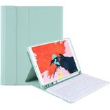 T098B Snoepkleur Skin Feel Textuur Bluetooth Toetsenbord Leren Case met Penhouder voor Ipad Air 2022 / Air 2020 10.9 (Lichtgroen)