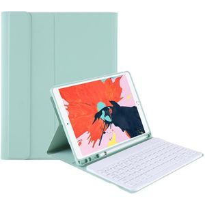 T098B Snoepkleur Skin Feel Textuur Bluetooth Toetsenbord Leren Case met Penhouder voor Ipad Air 2022 / Air 2020 10.9 (Lichtgroen)