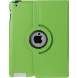 360 graden draaiend lederen hoesje met slaap / wekker functie & houder voor New iPad (iPad 3)  Green(groen)