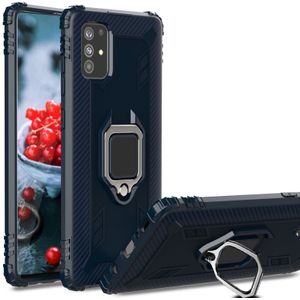 For Samsung Galaxy A71 (5G) Carbon Fiber Protective Case with 360 Degree Rotating Ring Holder(Blue)