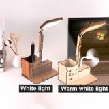 Wooden Multi-function Touch USB Pen Holder Desk Lamp Student Desktop Charging Reading Lamp Led Eye Protection Table Lamp  Style:USB Charging Built-in Battery(Maple White)