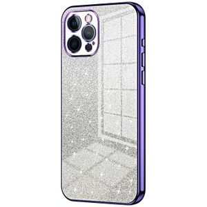 Voor iPhone 12 Pro Max Gradiënt Glitter Poeder Gegalvaniseerde Telefoonhoesje (Paars)