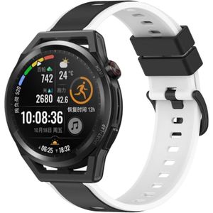 Voor Huawei Watch GT Runner 22 mm tweekleurige siliconen horlogeband (zwart + wit)