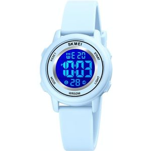 SKMEI 1721 Triplicate Round Dial LED Digital Display Luminous Silicone Strap Electronic Watch(Pink Blue)