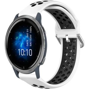 Voor Garmin Venu 2 22 mm geperforeerde ademende sport siliconen horlogeband (wit + zwart)