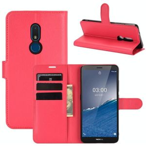 For Nokia C3 Litchi Texture Horizontal Flip Leather Case with Holder & Card Slots & Wallet(Red)