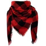 Geruit patroon Herfst & Winter Dames Kasjmier sjaal  maat: 140 x 140cm(Rood Zwart)