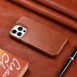 Icarer First Layer Cowhide Horizontal Flip Phone Case voor iPhone 13 Pro (Brown)