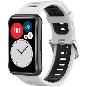 Voor Huawei Watch Fit Nieuwe tweekleurige siliconen horlogeband (wit + zwart)