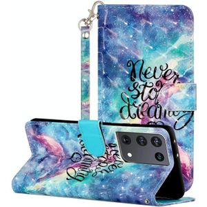 For Samsung Galaxy S21 Ultra 5G 3D Pattern Horizontal Flip Leather Case with Holder & Card Slots & Wallet & Lanyard(Blue Starry Sky)