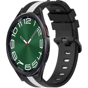 Voor Samsung Galaxy Watch 6 Classic 43 mm 20 mm verticale tweekleurige siliconen horlogeband (zwart + wit)