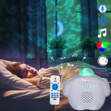 SC515-03 Remote Control Bluetooth Music Starlight Water Pattern Projection Bedroom Night Light USB Sound Control Full Star Laser Stage Lamp(White )