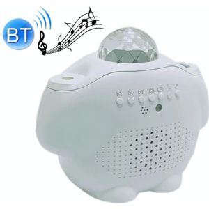 SC515-03 Remote Control Bluetooth Music Starlight Water Pattern Projection Bedroom Night Light USB Sound Control Full Star Laser Stage Lamp(White )