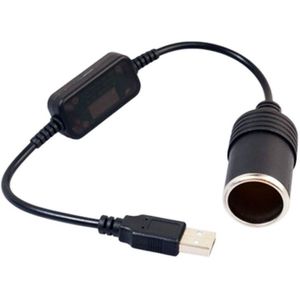 Car Converter Adapter Wired Controller USB to Cigarette Lighter Socket 5V to 12V Boost Power Adapter Cable(Black)