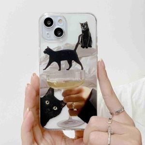 Voor iPhone 12 Pro Max schattig grappig kattenpatroon telefoonhoesje