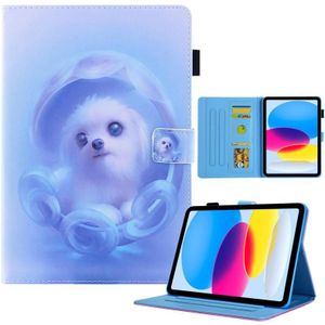 Voor iPad 10e Gen 10.9 2022 Gekleurde Tekening Lederen Smart Tablet Case (Blauwe Hond)