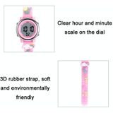 JNEW A380-86664 Children Cartoon 3D Happy Small Elephant Alarm Waterproof Sports LED Digital Watch(Dark Purple)